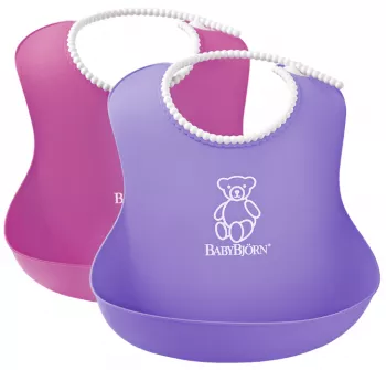Set 2 bavete - Soft Bib - Pink / Purple - BabyBjorn