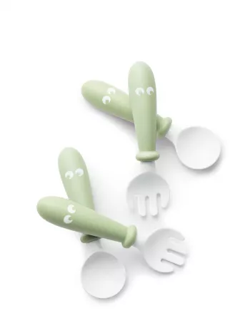 Set - Lingurite si furculite pentru bebelusi (4 buc.) - Powder Green - BabyBjorn