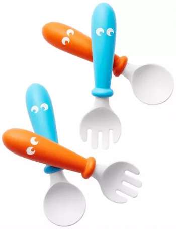 Set - Lingurite si furculite pentru bebelusi (4 buc.) - Orange/Turquoise - BabyBjorn