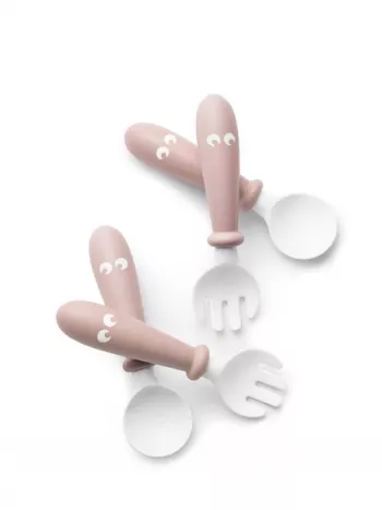 Set - Lingurite si furculite pentru bebelusi (4 buc.)  - Powder Pink - BabyBjorn