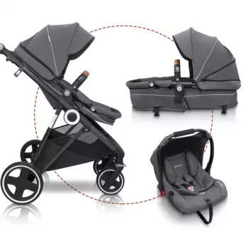 BabyGo - Carucior 3 in 1 Halime  â€“ cadru Black