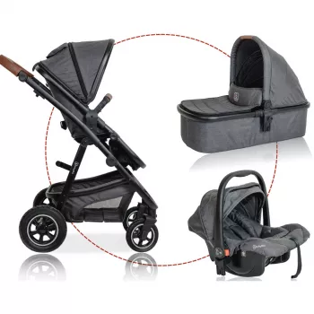 BabyGo - Carucior 3 in 1 Simplex, Grey Melange