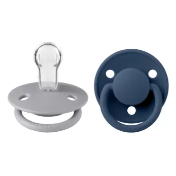 BIBS - Set 2 suzete De Lux Silicon, tetina rotunda, marime universala-Cloud/Steel Blue
