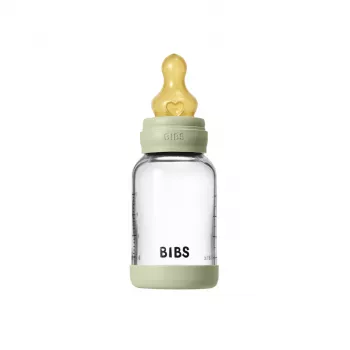 BIBS - Set complet biberon din sticla anticolici cu tetina din latex, flux lent, 120 ml, Sage