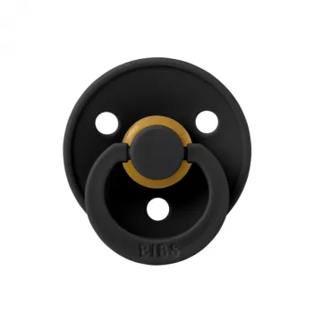BIBS - Suzeta Colour Latex, tetina rotunda, 0 luni +-Black