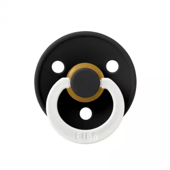 BIBS - Suzeta fosforescenta Colour GLOW Latex, tetina rotunda, 0 luni +-Black