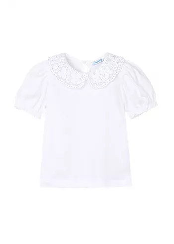 Bluza cu guler crosetat - alb - Mayoral