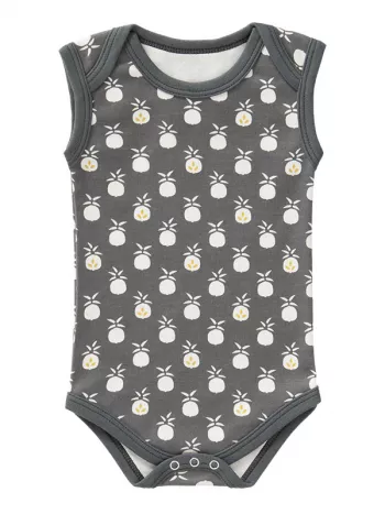 Body fără mâneci, din bumbac organic, model Pineapple, 3-6 luni