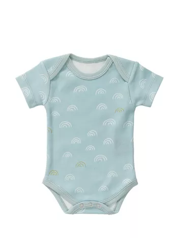 Body mânecă scurtă 3-6 luni, din bumbac organic, model Rainbow blue