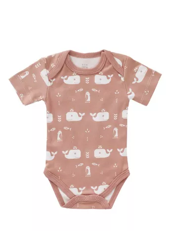 Body mânecă scurtă 6-12 luni, din bumbac organic, model Whale rose