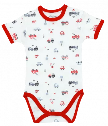 Body maneca scurta - Masinute - Rosu - Kara Baby
