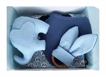 Cadou bebelus baiat - Elefant, bleu cu buline - Bestfam 