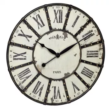 Ceas de perete VINTAGE XXL cu aplicatii din metal, analog, cifre romane, alb, TFA 60.3039.02