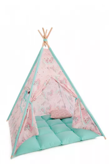 Cort de joaca teepee - Unicorn Heaven-Mint - Maradalia Kids