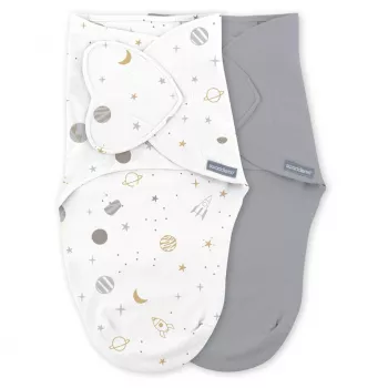 Ingenuity - Set 2 sisteme de infasare Swaddle Me 0-3 luni, colectia Monogram, Sunset Space
