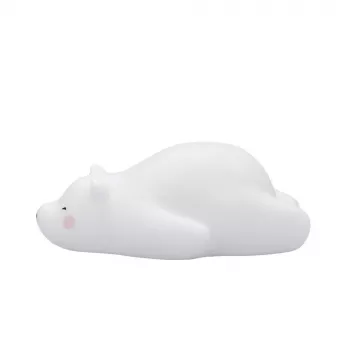 Lampa de veghe si veioza cu LED, lumina reglabila si oprire cronometrata, forma urs polar, alba, Lumilu Lazy Friends Bear, Reer 52230