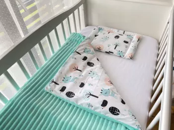 Lenjerie de pat pentru copii - Mint Stripes Deer - Maradalia Kids