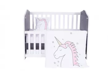 Set lenjerie patut imprimeu Unicorn