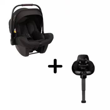 Nuna - Set scoica auto i-Size PIPA Lite Caviar R129 + Baza isofix BASE next i-Size pentru PIPA Lite, testata ADAC