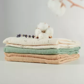 ONINO - Muselina multifunctionala din bumbac 100% organic, HUG.me, Pure Nature, x3 bucati, 60 x 60 cm, certificata GOTS