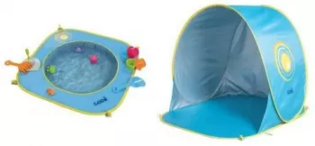 Pachet - Minipiscina de plaja cu jucarii + Cort UV50 Sun - Ludi
