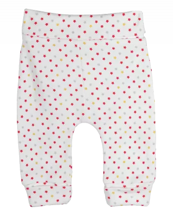 Pantaloni cu manseta din bumbac 100% si imprimeu stelute colorate 6 luni