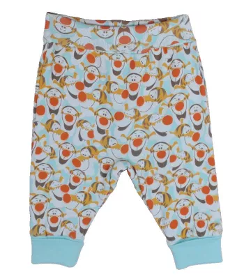 Pantaloni cu mansete din bumbac 100% si imprimeu Tigrila 3 luni
