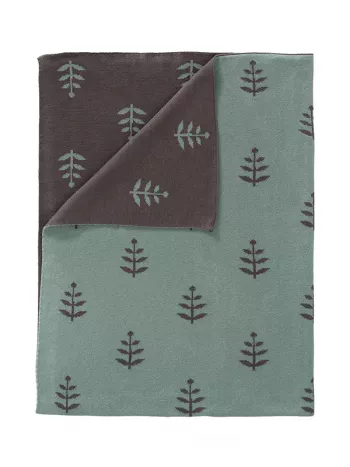 Pătură Fine Knitted, din bumbac organic, cu model Leaves
