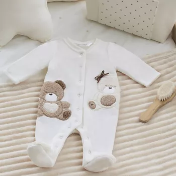 Pijama plusata Ursi bumbac sustenabil nou-nascut - Mayoral   