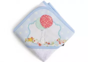 Prosop de baie cu gluga Blue Cottontail with Red Balloons