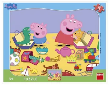 Puzzle cu rama - La joaca cu Peppa Pig (12 piese)