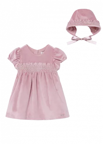 Rochie catifea si boneta - Roz - Mayoral  