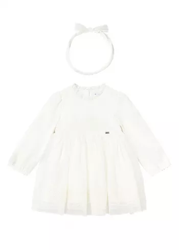 Rochie ceremonie tul brodat + bentinta - ecru - Mayoral