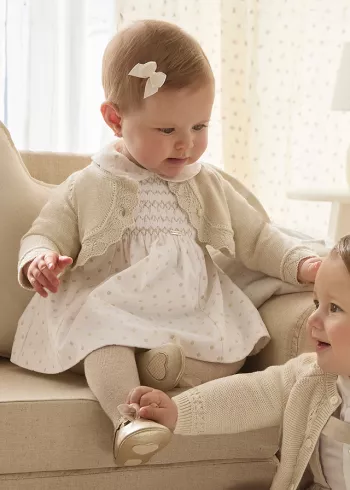 Rochie din catifea cu sclipici - ecru - Mayoral