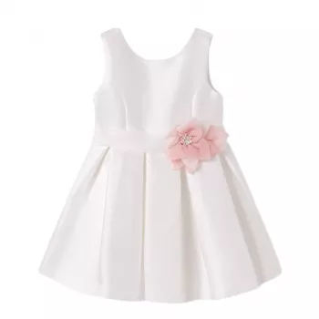 Rochie din mikado cu floare roz in talie - Abel&lula  4 ani (104 cm)