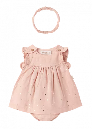 Rochie muselina ECOFRIENDS + chilotei + bentita - Roz - Mayoral