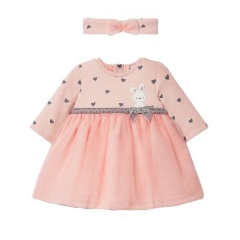 Rochie plus cu tul + bentita - Roz - Mayoral