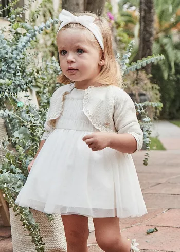 Rochie tul + bentita - Alb - Mayoral 
