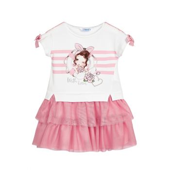 Rochie combinata cu tul - Roz - Mayoral