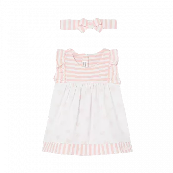 Rochie cu dungi + bentita - Roz - Mayoral 