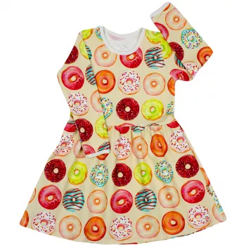 Rochita cu maneca lunga imprimeu gogosi  80 cm (9-12 luni)