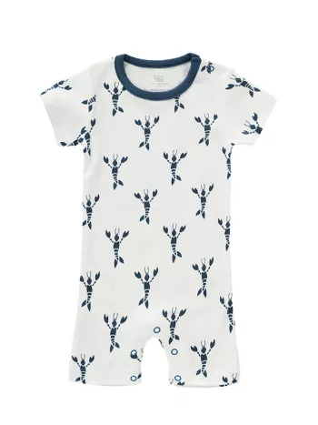 Salopetă de vară, pentru bebeluși 3-6 luni, din bumbac organic, model Lobster blue