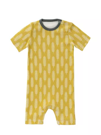 Salopetă de vară, pentru bebeluși 6-12 luni, din bumbac organic, model Havre yellow