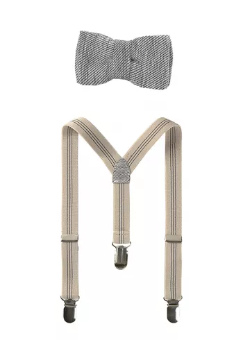 Set - Bretele + papion - bej / gri - Mayoral 