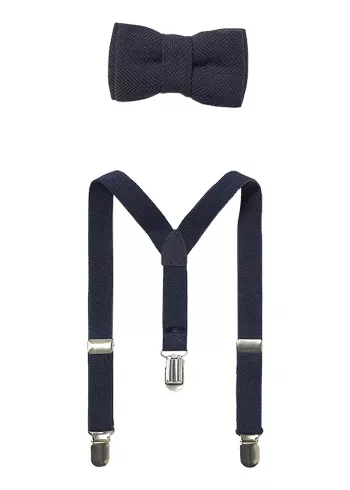 Set - Bretele + Papion - bleumarin - Mayoral