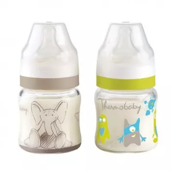 Set 2 biberoane sticla gat larg - 120ml - Thermobaby