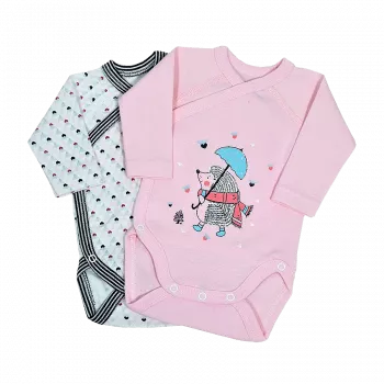 Set 2 body cu maneca lunga - Arici / Inimioare
