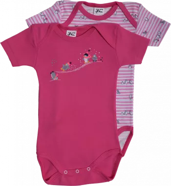 Set 2 body uri cu maneca lunga alb/roz Pinguini 12 luni (23741)