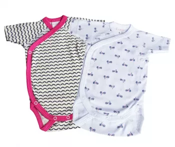 Set 2 body uri cu maneca scurta alb/albastru Biciclete