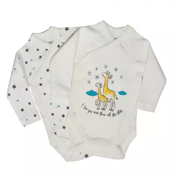 Set 2 body-uri cu maneca lunga - Girafa